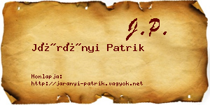 Járányi Patrik névjegykártya